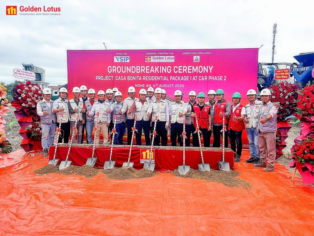 GOLDEN LOTUS CONSTRUCTION TIẾP TỤC ĐỒNG HÀNH CÙNG VSIP TẠI DỰ ÁN CASA BONITA