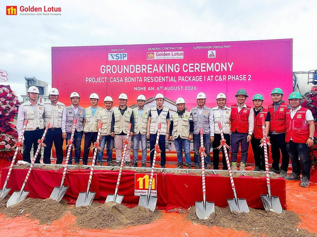 GOLDEN LOTUS CONSTRUCTION TIẾP TỤC ĐỒNG HÀNH CÙNG VSIP TẠI DỰ ÁN CASA BONITA