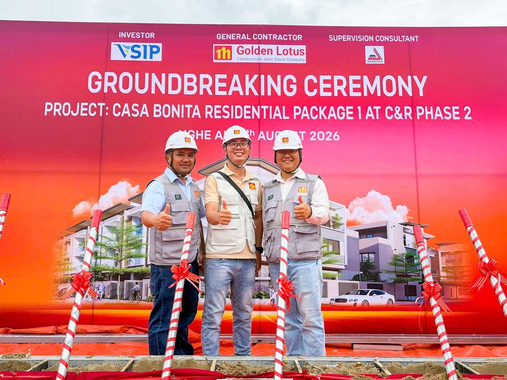 GOLDEN LOTUS CONSTRUCTION TIẾP TỤC ĐỒNG HÀNH CÙNG VSIP TẠI DỰ ÁN CASA BONITA