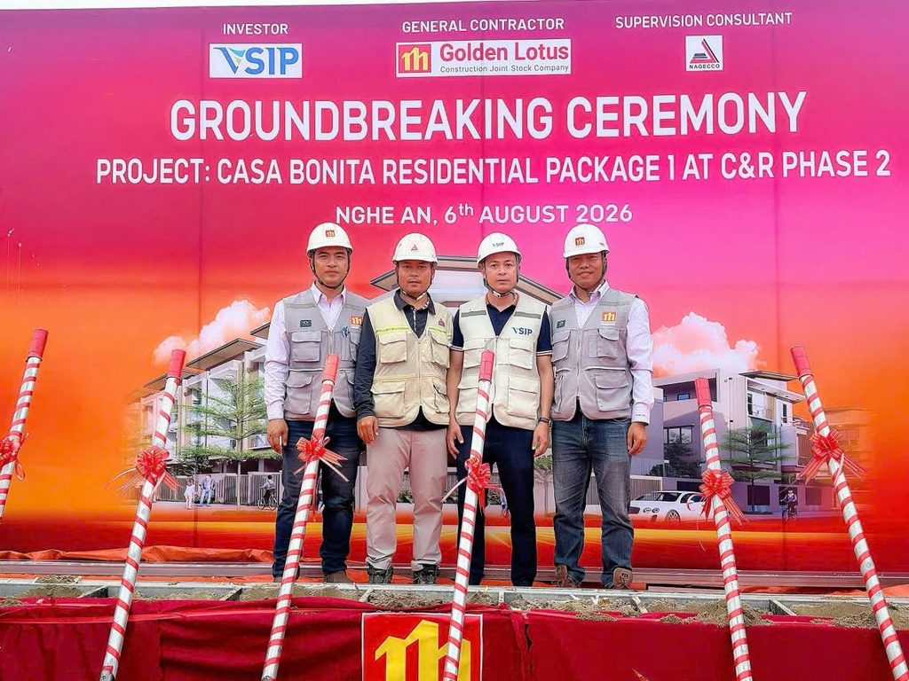GOLDEN LOTUS CONSTRUCTION TIẾP TỤC ĐỒNG HÀNH CÙNG VSIP TẠI DỰ ÁN CASA BONITA